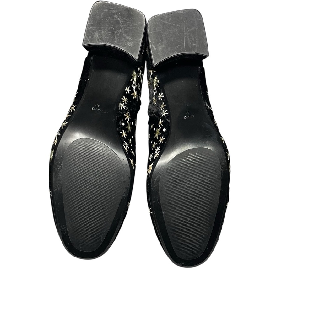 Mango RARE Stars Embroidered Celestial Black Velvet Ankle Boots size 40 - Picture 6 of 9